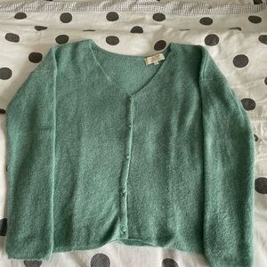 Sezane Barry Women's V-Neck turquoise Sweater